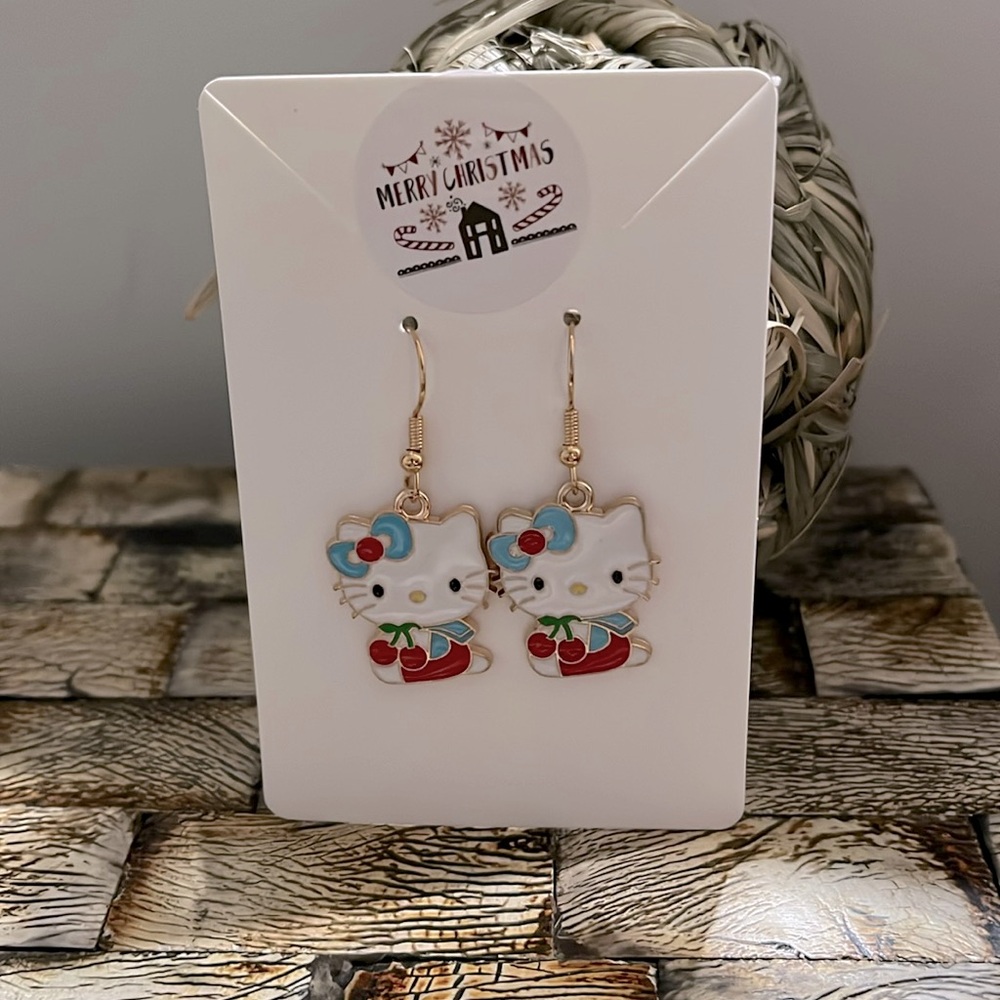 NEW HELLO KITTY Cherry Earrings - Hypoallergenic - Picture 5 of 6